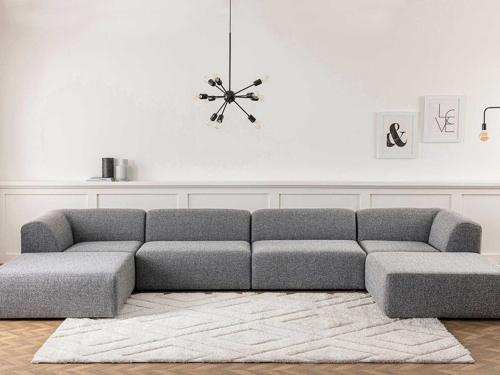 Light gray u shaped shop sectional