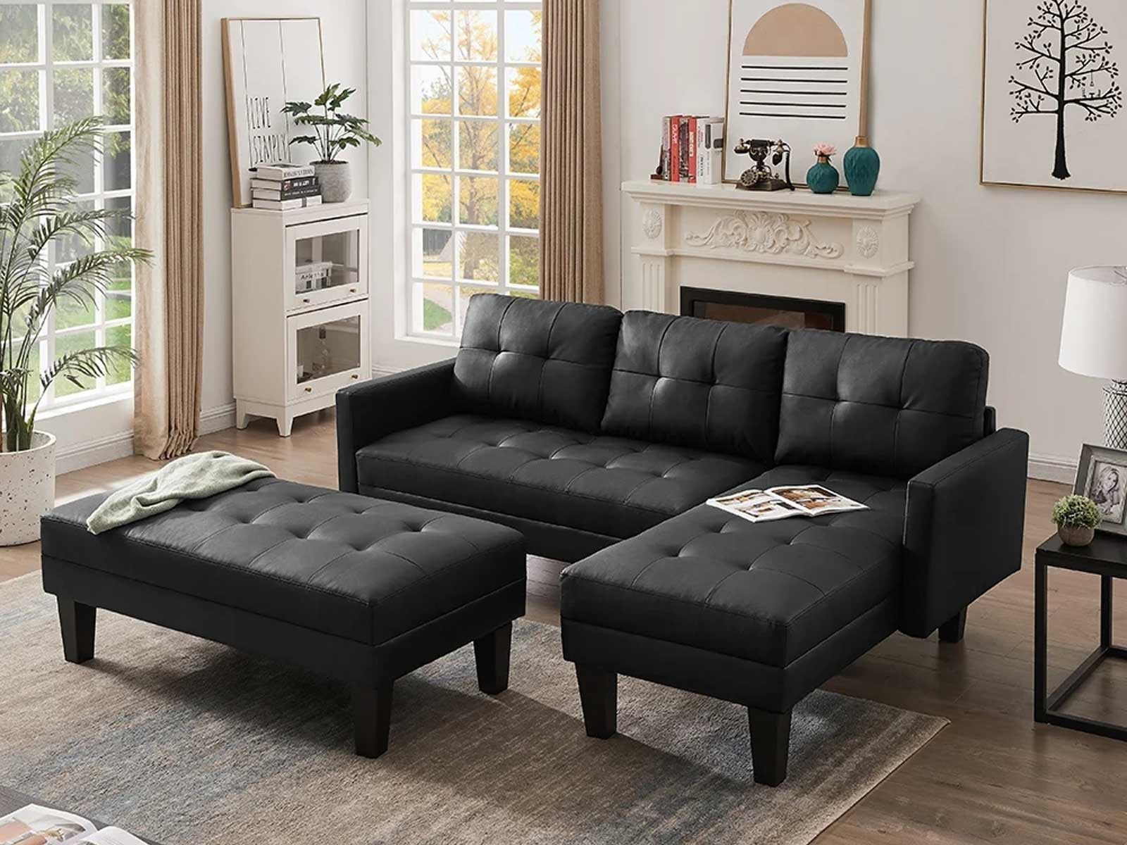 Leather sofa shop cum bed