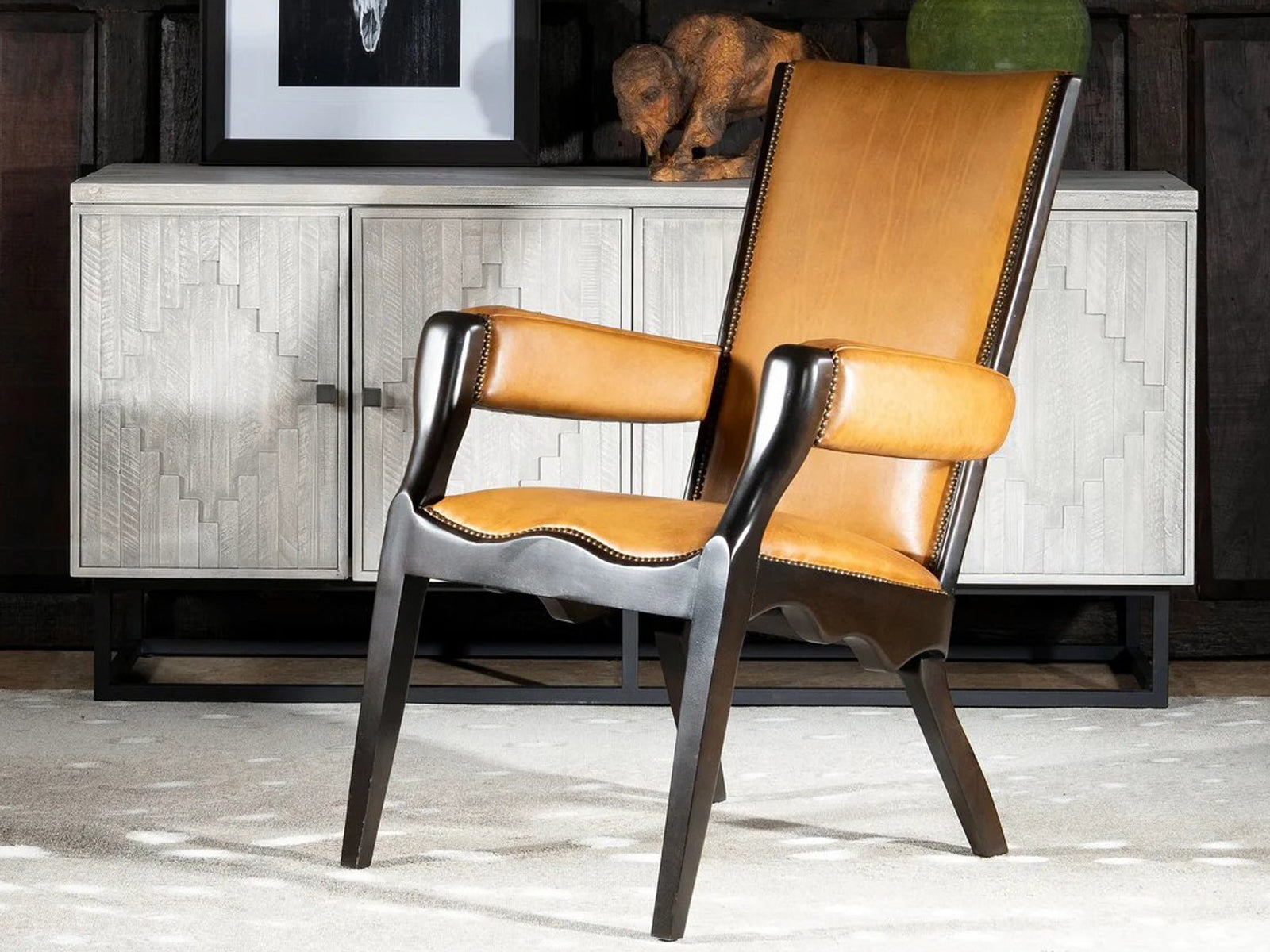 Industrial best sale accent chair