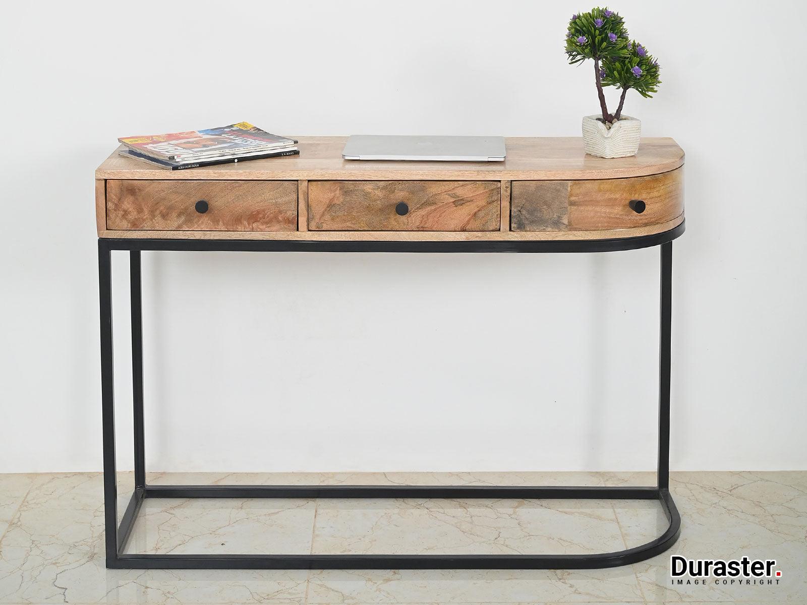 Wood and store iron console table